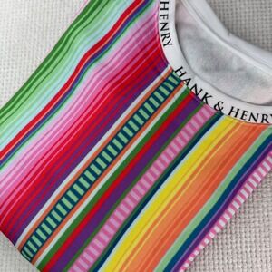 Hank & Henry Mens 2XL Rainbow Striped Graphic Sleeve Crewneck Sweatshirt